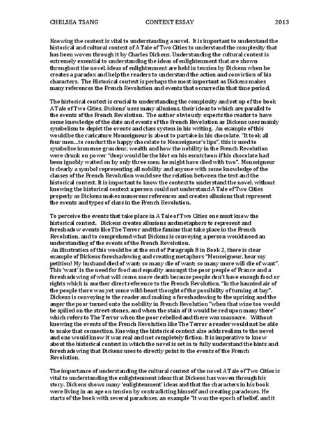 A Tale of Two Cities: Literary Context Essay .